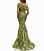 Terani Couture Off Shoulder 1 Strap Jacquard Mermaid Gown - Image 2