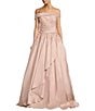 Color:Rose Blush - Image 1 - Off-the-Shoulder 3D Floral Detailed Embroidered Cascading Ball Gown