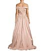 Color:Rose Blush - Image 2 - Off-the-Shoulder 3D Floral Detailed Embroidered Cascading Ball Gown