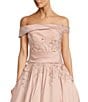 Color:Rose Blush - Image 3 - Off-the-Shoulder 3D Floral Detailed Embroidered Cascading Ball Gown