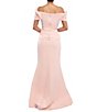Color:Blush - Image 2 - Off-The-Shoulder Beaded 3D Waist Flower Mermaid Gown