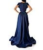 Color:Navy - Image 2 - Off-the-Shoulder Cap Sleeve Feather Waist Ball Gown