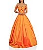 Color:Tangerine - Image 1 - Off The Shoulder Peekaboo Cut Out Ballgown