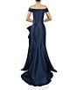 Terani Couture Off-the-Shoulder Ruffle Front Mikado Gown, Color:Navy - Image 2