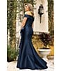 Terani Couture Off-the-Shoulder Ruffle Front Mikado Gown, Color:Navy - Image 4