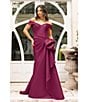 Terani Couture Off-the-Shoulder Ruffle Front Mikado Gown, Color:Wine - Image 3