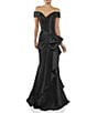Terani Couture Off-the-Shoulder Ruffle Front Mikado Gown, Color:Black - Image 1