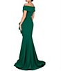 Color:Emerald - Image 2 - Off-the-Shoulder Short Sleeve Peplum Beaded Applique Mermaid Gown