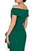 Color:Emerald - Image 4 - Off-the-Shoulder Short Sleeve Peplum Beaded Applique Mermaid Gown
