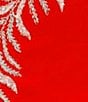 Color:Red - Image 3 - Off-the-Shoulder Short Sleeve Side Slit Cascading Leaf Bead Mermaid Gown