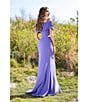 Terani Couture Off-The-Shoulder Shoulder 3D Applique Stretch Twill Gown, Color:Wisteria - Image 4