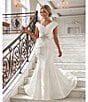 Terani Couture One Shoulder 3D Ruffle Front Front Jacquard Mermaid Gown - Image 4
