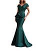 Terani Couture One Shoulder 3D Ruffle Front Front Jacquard Mermaid Gown - Image 1