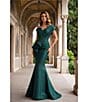 Terani Couture One Shoulder 3D Ruffle Front Front Jacquard Mermaid Gown - Image 3