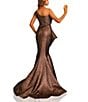 Terani Couture One Shoulder 3D Ruffle Front Front Jacquard Mermaid Gown, Color:Amber - Image 2
