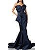Terani Couture One Shoulder 3D Ruffle Front Front Jacquard Mermaid Gown,Specials : American Fashion Style Bags On Sale