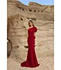 Terani Couture One Shoulder Asymmetric Mermaid Gown, Color:Wine - Image 3