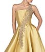 Terani Couture Sleeveless One Shoulder Beaded Strap Back Detail Ball Gown - Image 3