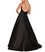 Color:Black - Image 2 - Sleeveless One Shoulder Beaded Strap Back Detail Ball Gown
