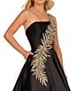 Color:Black - Image 3 - Sleeveless One Shoulder Beaded Strap Back Detail Ball Gown