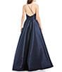 Color:Navy - Image 2 - Sleeveless One Shoulder Beaded Strap Back Detail Ball Gown