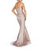 Color:Champagne - Image 2 - One Shoulder Beaded Tulle Mermaid Gown