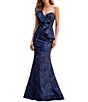 Terani Couture One Shoulder Ruffle Brocade Mermaid Gown - Image 1