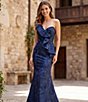 Terani Couture One Shoulder Ruffle Brocade Mermaid Gown - Image 3