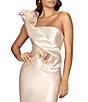 Color:Champagne - Image 3 - One Shoulder Sleeveless Beaded Mermaid Gown
