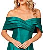 Color:Emerald - Image 3 - Pleated Off-the-Shoulder A-Line Gown