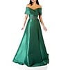 Terani Couture Pleated Off-the-Shoulder Waist Applique Ball Gown, Color:Emerald - Image 1