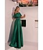 Terani Couture Pleated Off-the-Shoulder Waist Applique Ball Gown, Color:Emerald - Image 3