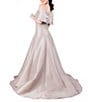 Color:Taupe - Image 2 - Pleated Off-the-Shoulder Waist Applique Ball Gown