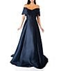 Terani Couture Pleated Off-the-Shoulder Waist Applique Ball Gown, Color:Navy - Image 1