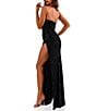 Terani Couture Pointed Sweetheart Neck Corset Bodice Side Slit Sequined Tulle Column Gown, Color:Black - Image 2