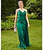 Terani Couture Satin Strapless Sleeveless Drape Side Mermaid Gown, Color:Hunter Green - Image 5