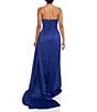 Color:Royal - Image 2 - Satin Strapless Sleeveless Drape Side Mermaid Gown