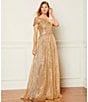 Color:Gold/Silver - Image 5 - Sequin Asymmetrical Neck Cap Sleeve Ball Gown