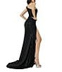 Terani Couture Sequin One Shoulder Open Front Embellished Sheath Long Dress, Color:Black - Image 2