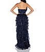 Color:Navy - Image 2 - Sequin Tulle Strapless Sleeveless Tiered A-Line Maxi Dress