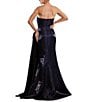 Terani Couture Shimmer Knit Asymmetric Strapless High Slit Gown - Image 6