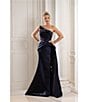 Terani Couture Shimmer Knit Asymmetric Strapless High Slit Gown - Image 3