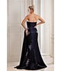 Terani Couture Shimmer Knit Asymmetric Strapless High Slit Gown - Image 4