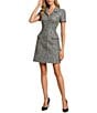 Terani Couture Short Sleeve Sequin Tweed A-Line Mini Dress - Image 1