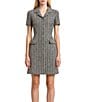 Terani Couture Short Sleeve Sequin Tweed A-Line Mini Dress - Image 2