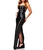 Terani Couture Sleeveless Ribbon Lace Front & Side Stretch Satin Column Gown - Image 1