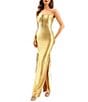 Terani Couture Sleeveless Ribbon Lace Front & Side Stretch Satin Column Gown - Image 3