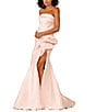 Color:Taupe - Image 1 - Strapless Cuffed Neckline Mikado Gathered Side Slit Hem Trumpet Gown