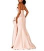 Color:Taupe - Image 2 - Strapless Cuffed Neckline Mikado Gathered Side Slit Hem Trumpet Gown