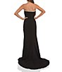 Color:Black - Image 2 - Strapless Sleeveless Cascading Beaded Trim Mermaid Gown